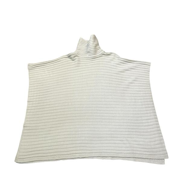 BCBGMaxAzria Cream Turtleneck Poncho Sweater, Women's OS, Lagenlook Minimalist - Picture 7 of 8